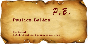 Paulics Balázs névjegykártya